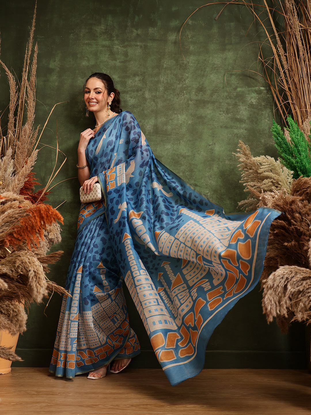 Women's Digital Printed Chanderi Saree