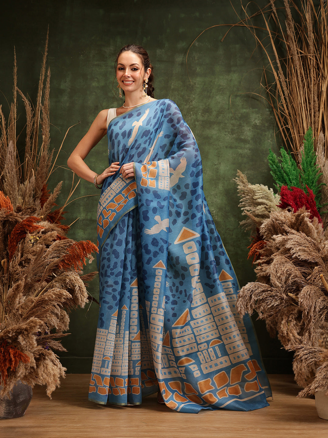 Women's Digital Printed Chanderi Saree