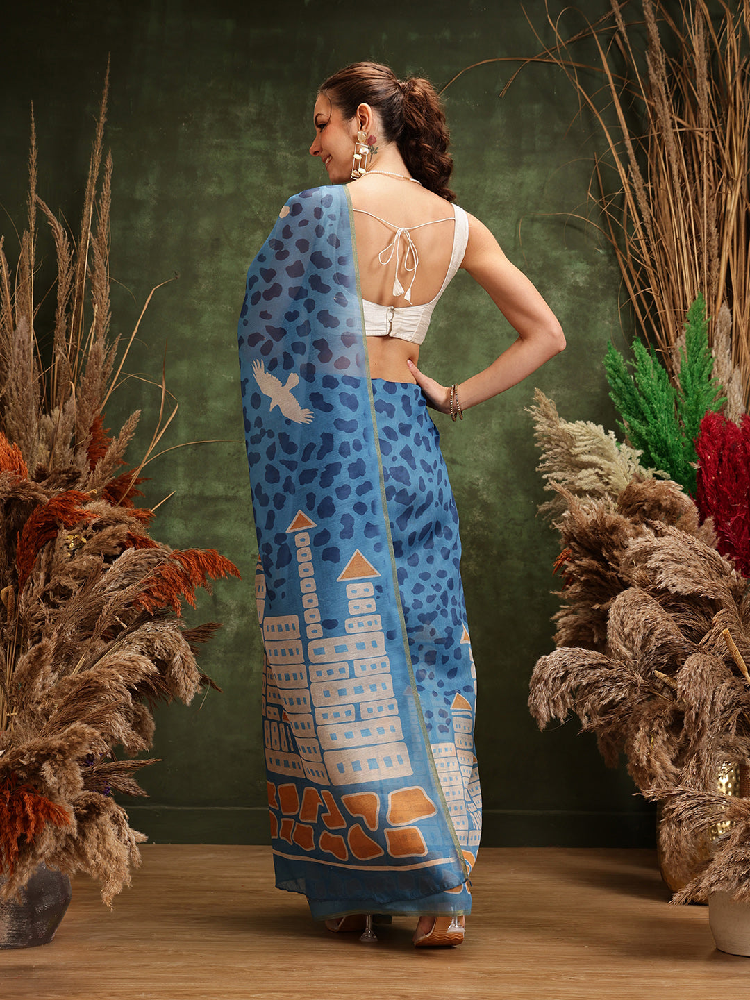 Women's Digital Printed Chanderi Saree