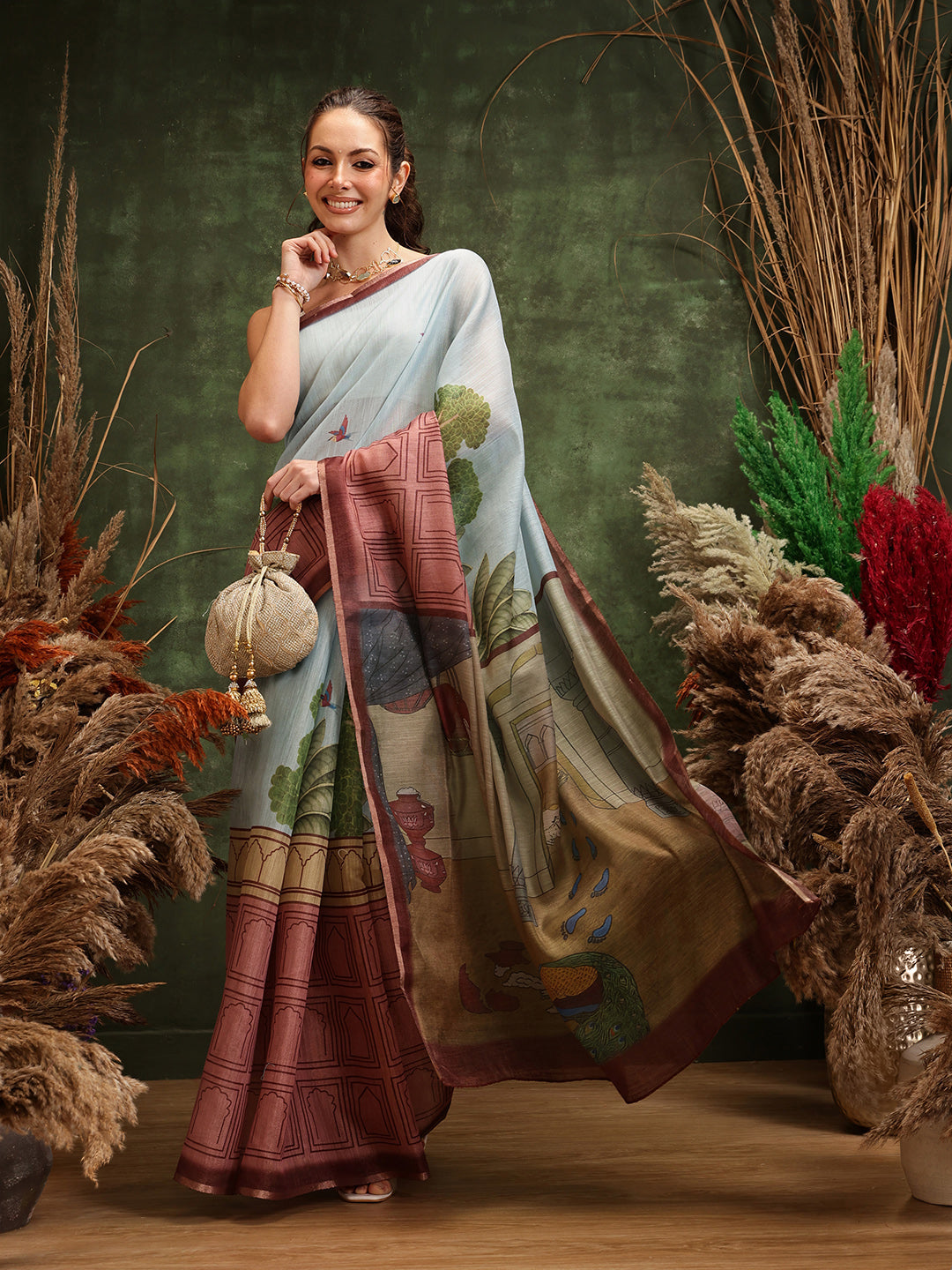 Women's Digital Printed Chanderi Saree