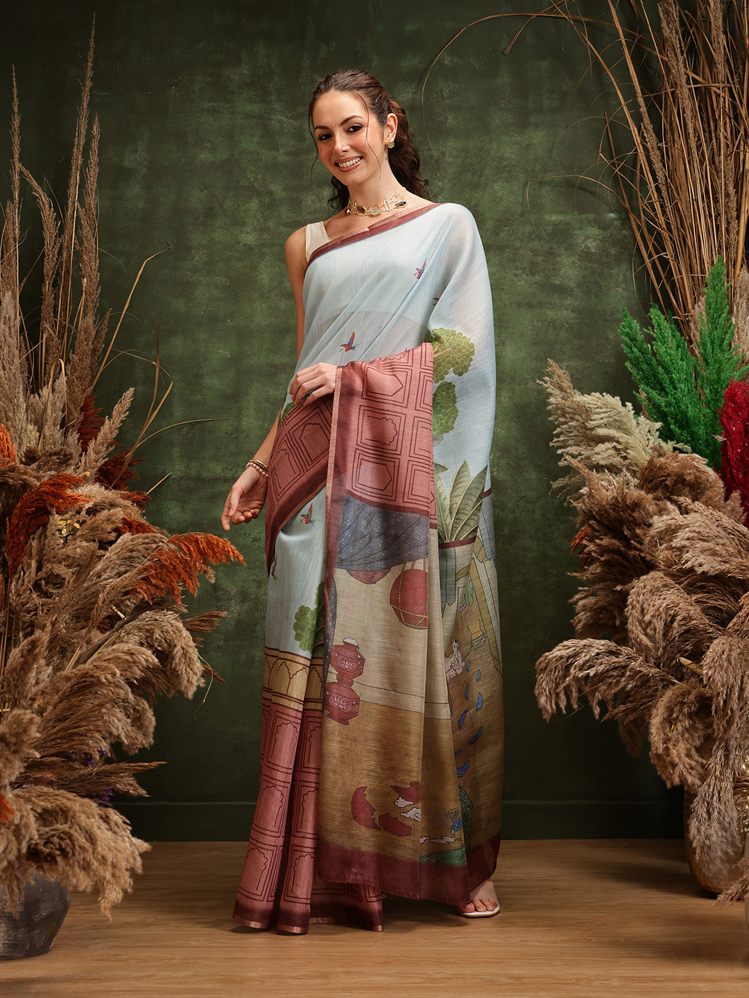 Women's Digital Printed Chanderi Saree