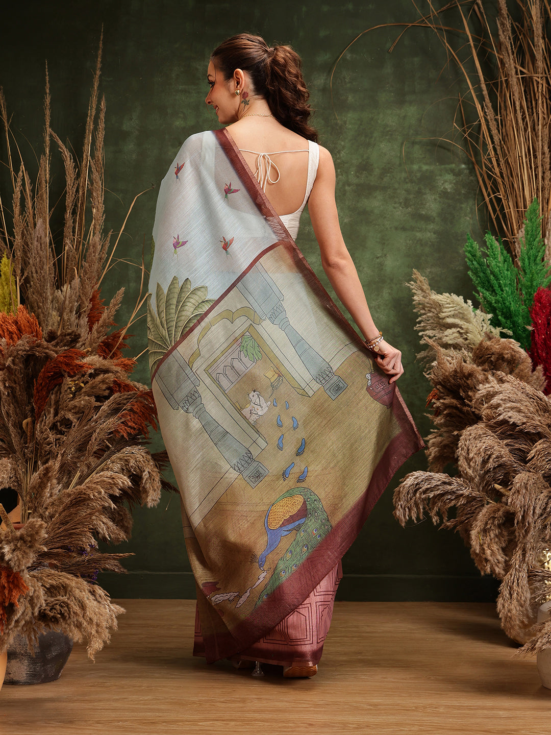 Women's Digital Printed Chanderi Saree