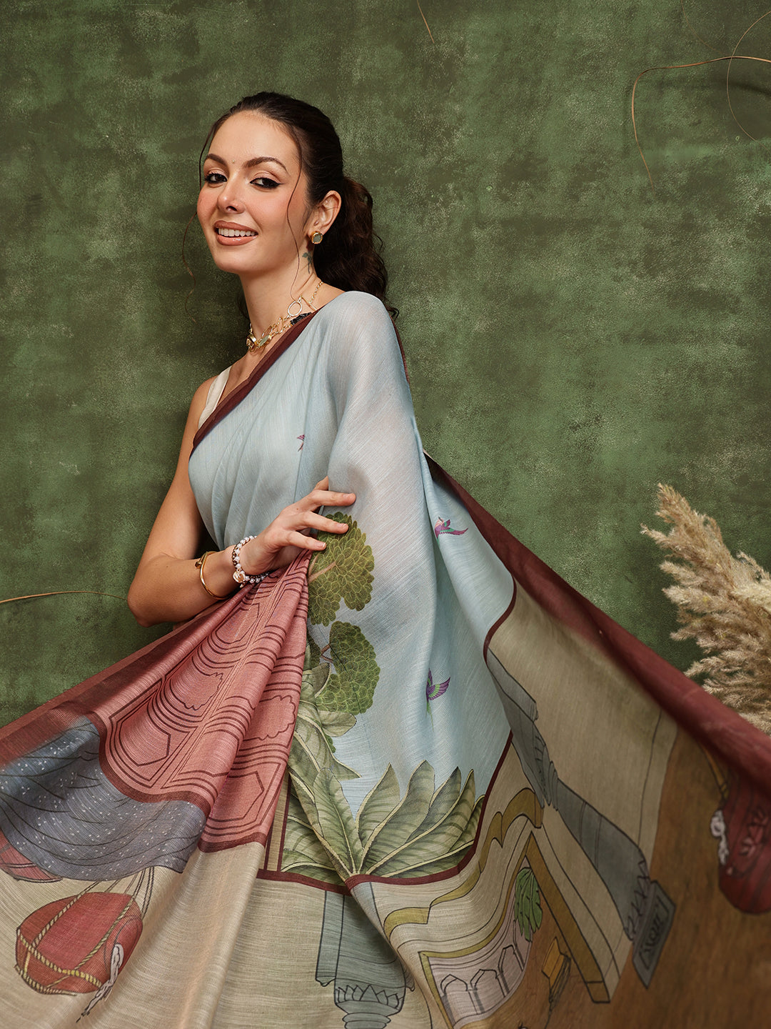 Women's Digital Printed Chanderi Saree