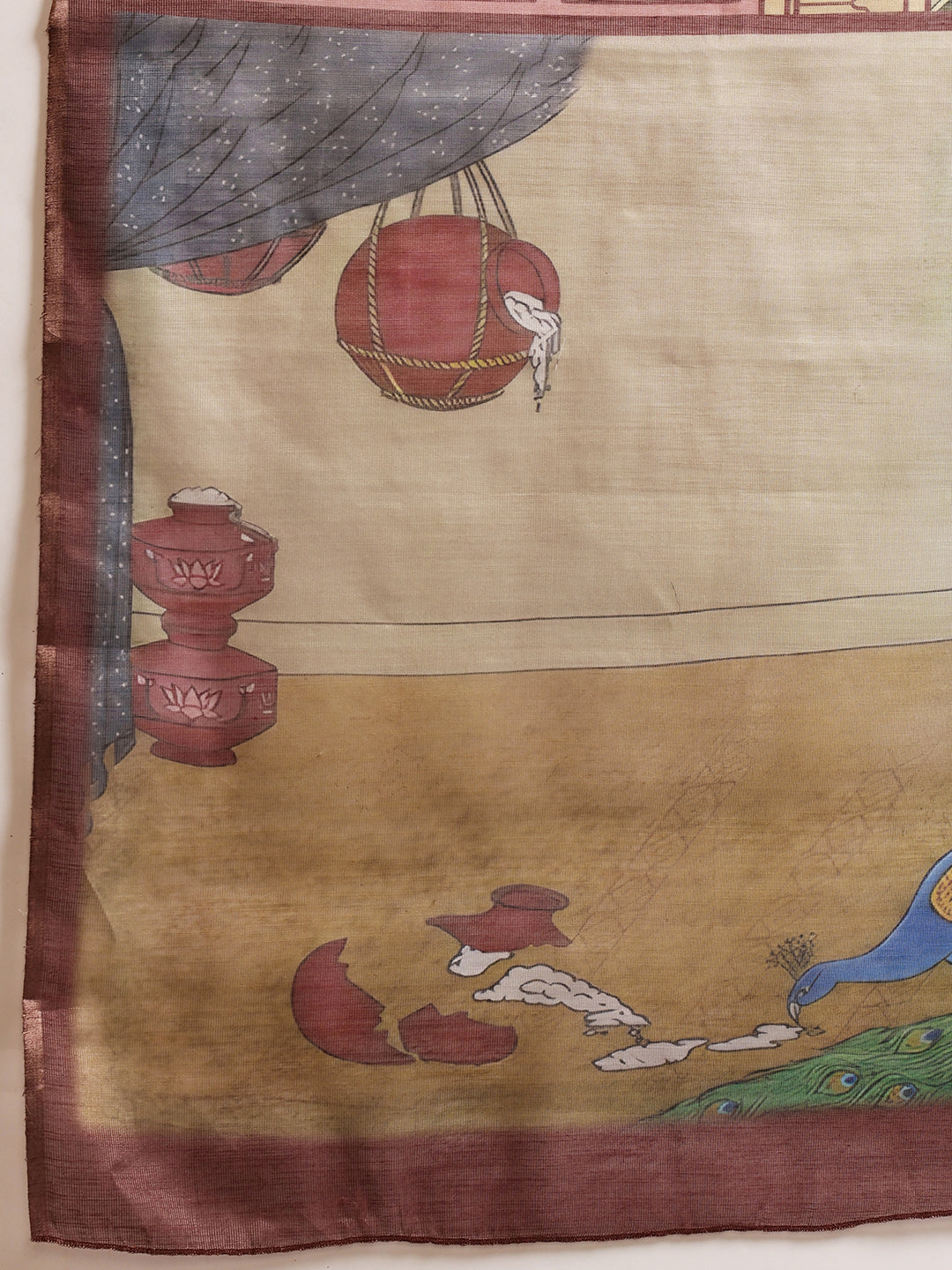 Women's Digital Printed Chanderi Saree