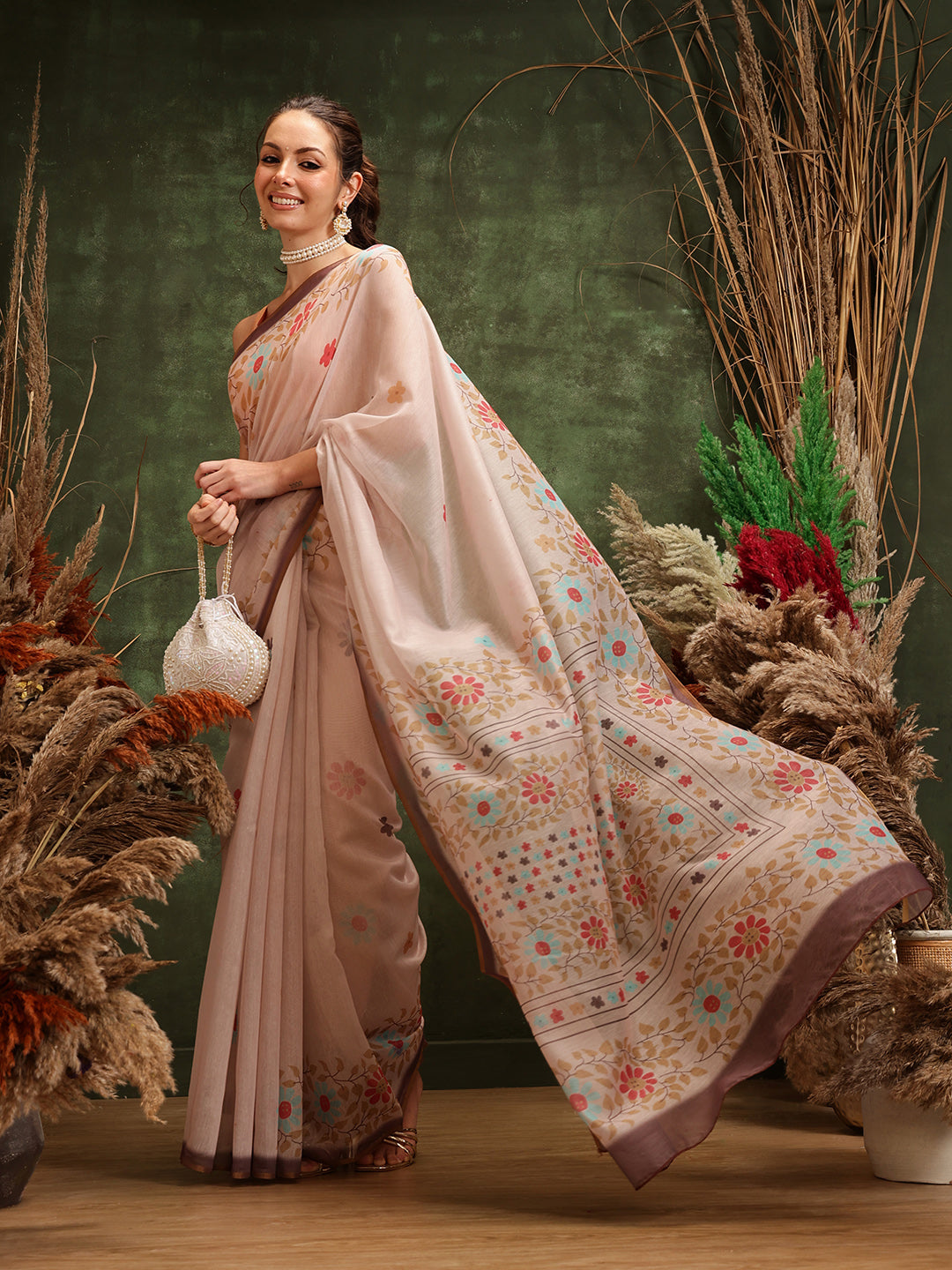 Women's Digital Printed Chanderi Saree