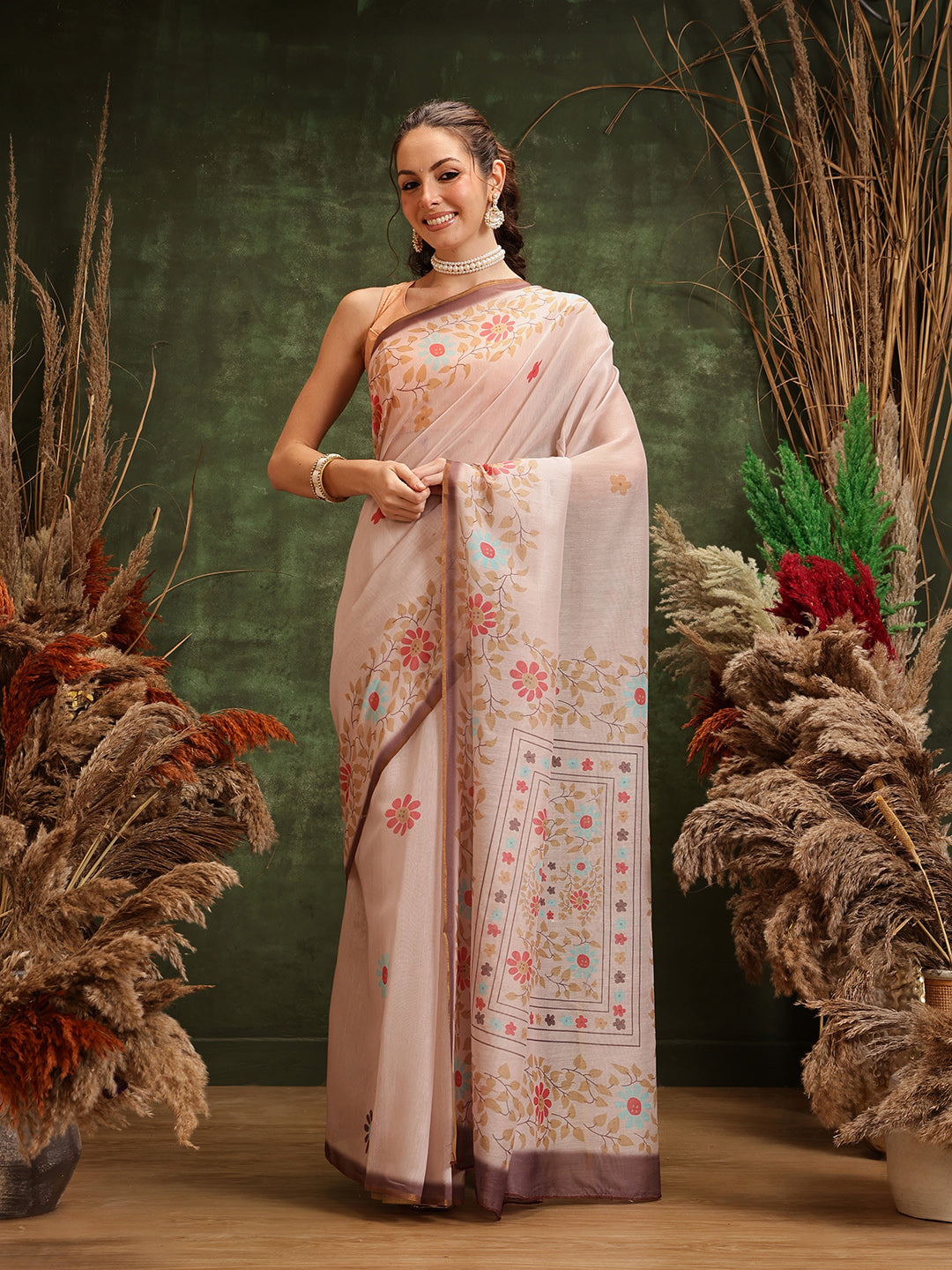 Women's Digital Printed Chanderi Saree