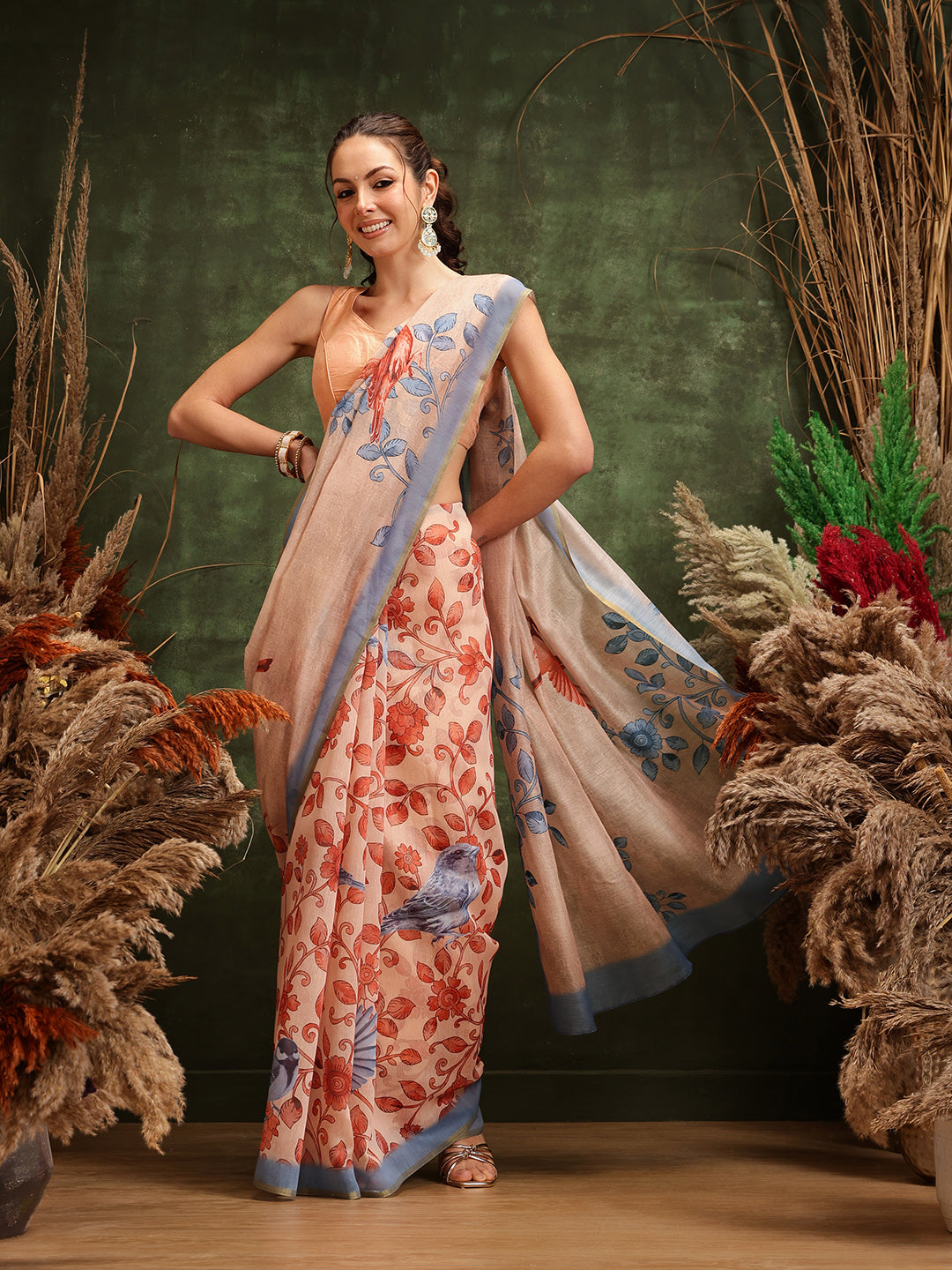 Women's Digital Printed Chanderi Saree