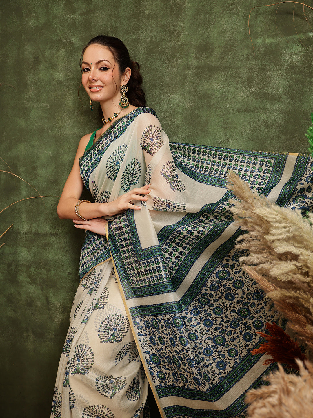 Women's Digital Printed Chanderi Saree