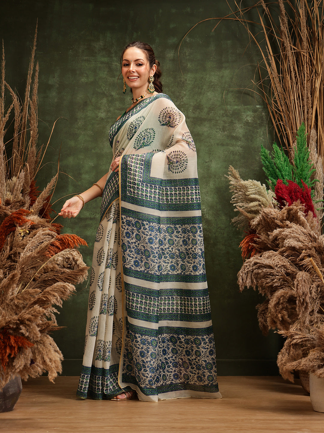 Women's Digital Printed Chanderi Saree