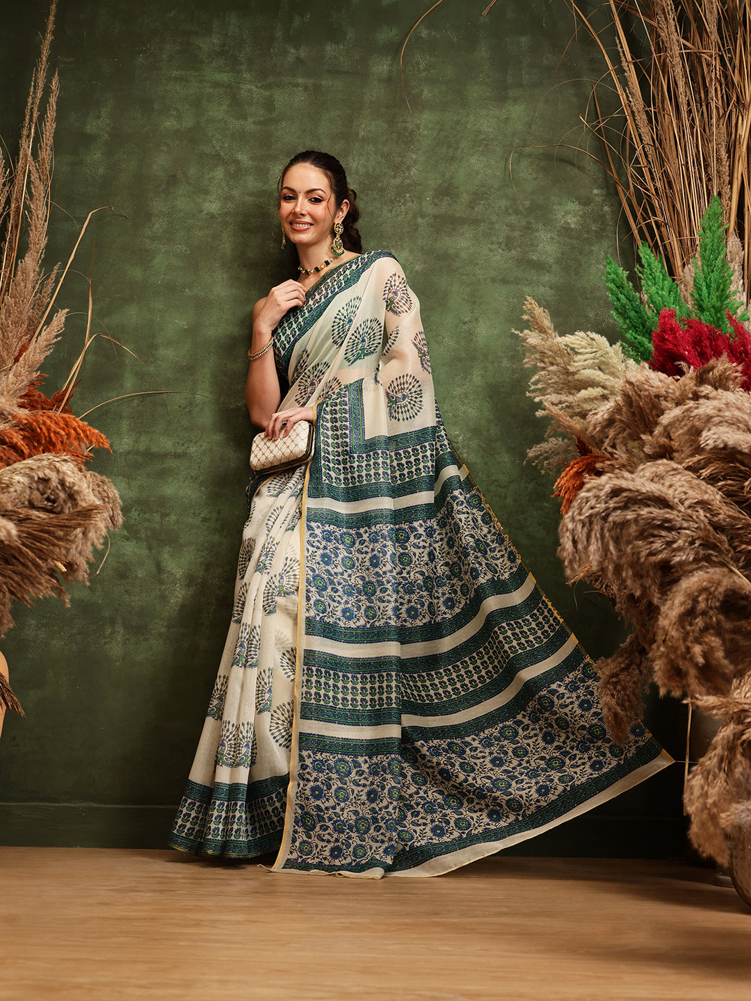 Women's Digital Printed Chanderi Saree