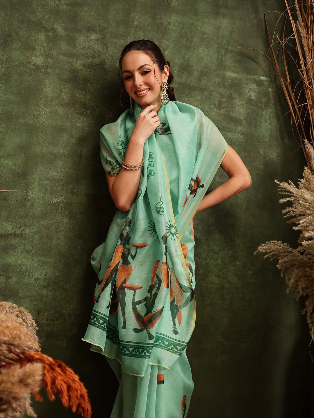 Women's Digital Printed Chanderi Saree