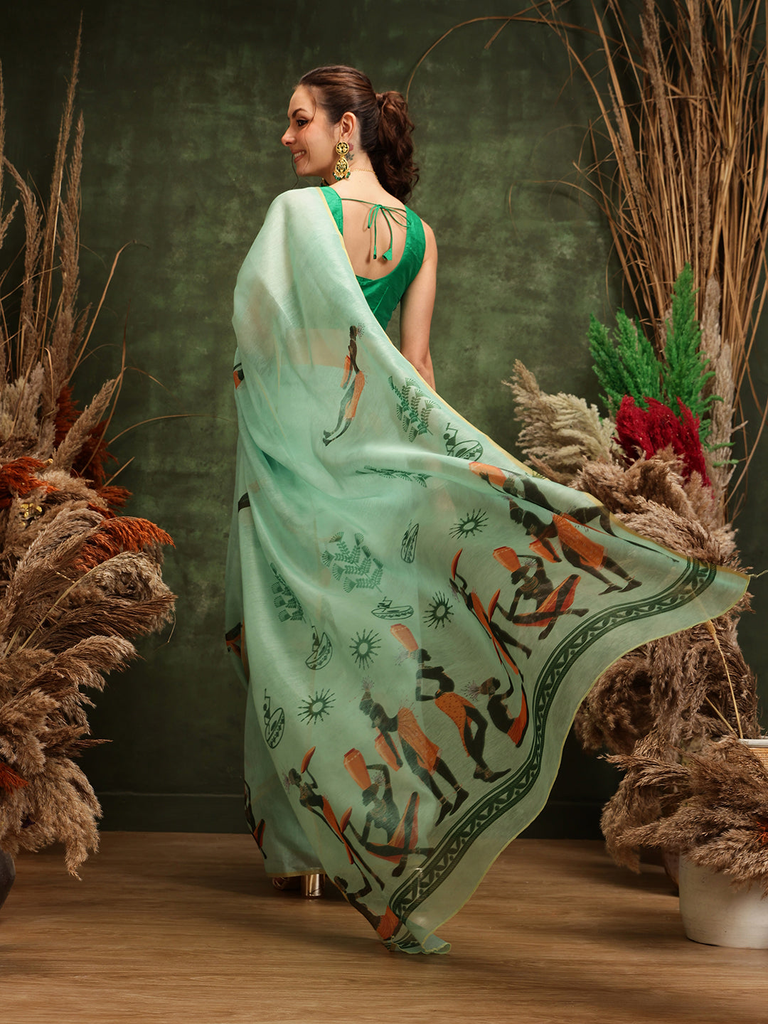 Women's Digital Printed Chanderi Saree