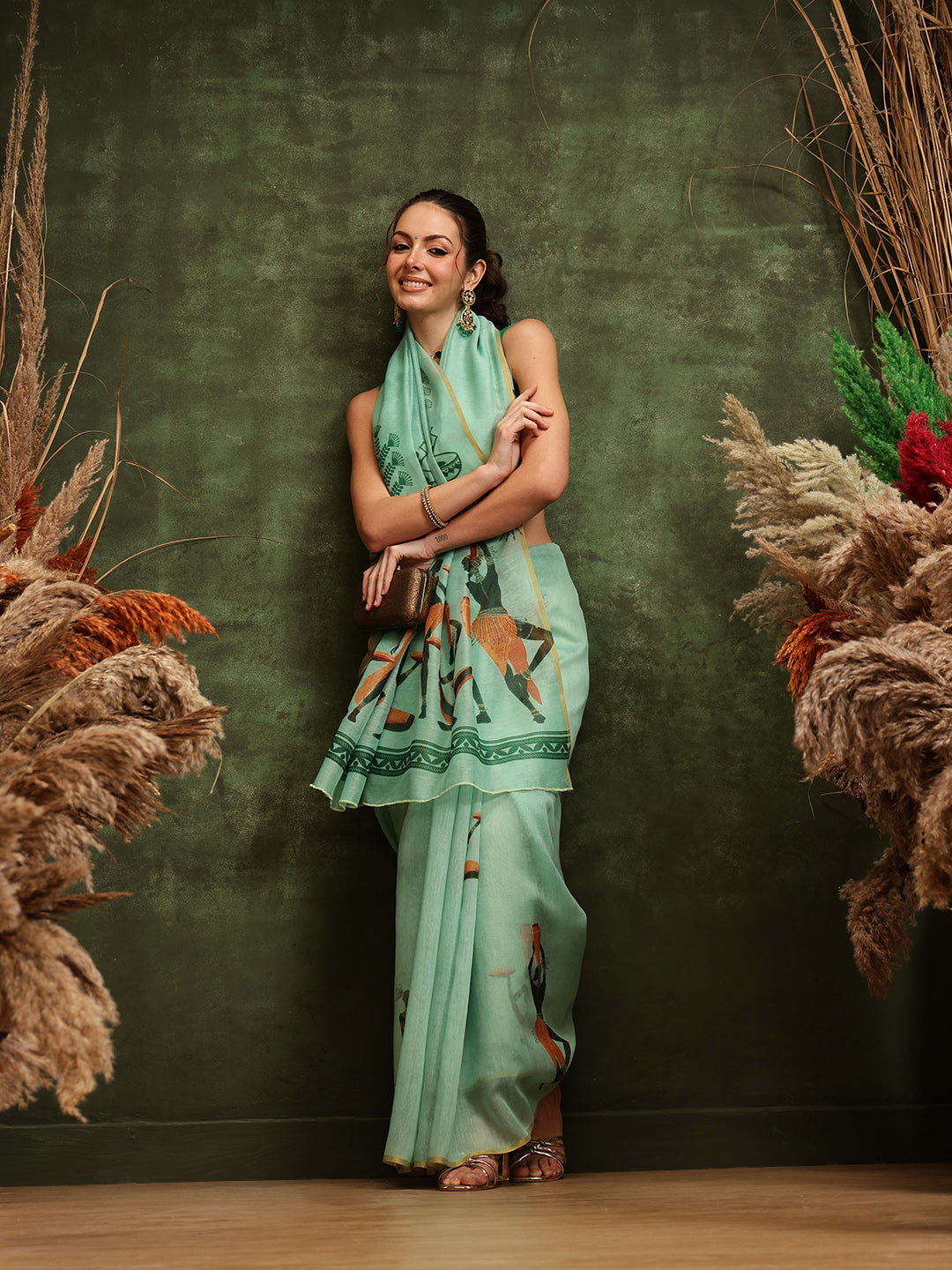 Women's Digital Printed Chanderi Saree