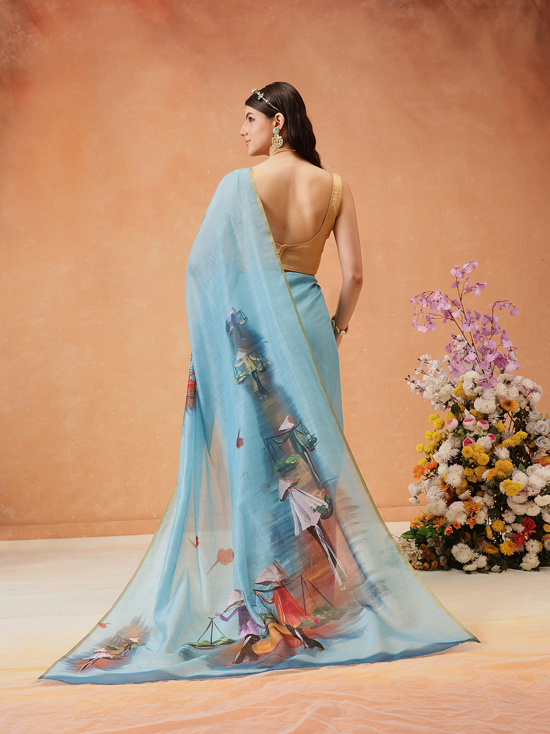 Women's Digital Printed Chanderi Saree