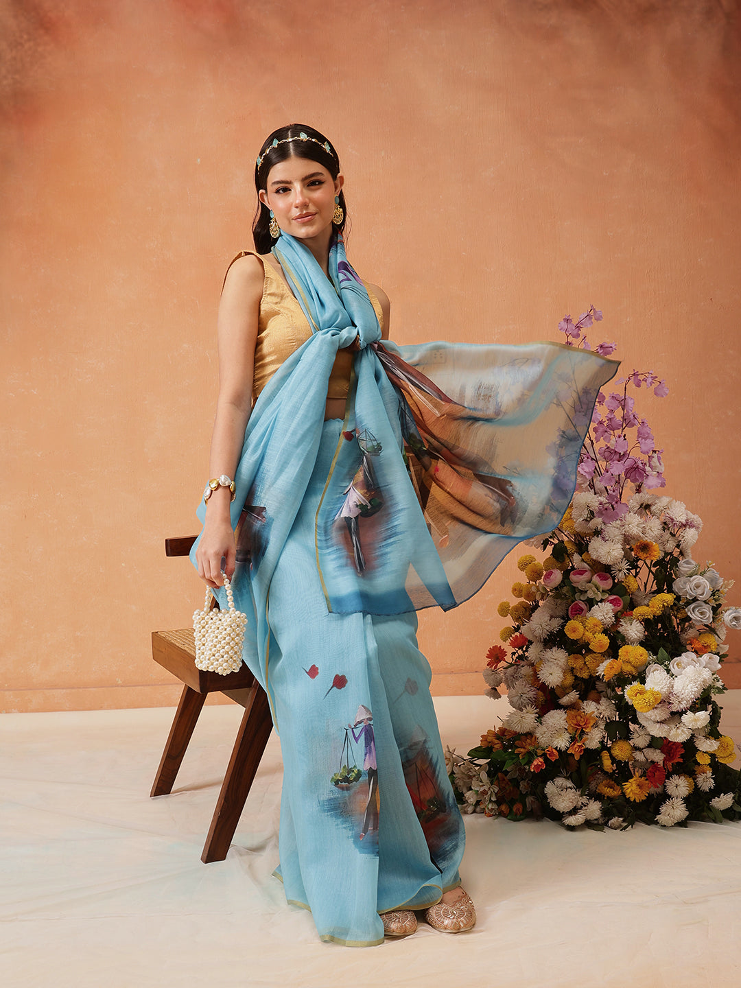 Women's Digital Printed Chanderi Saree