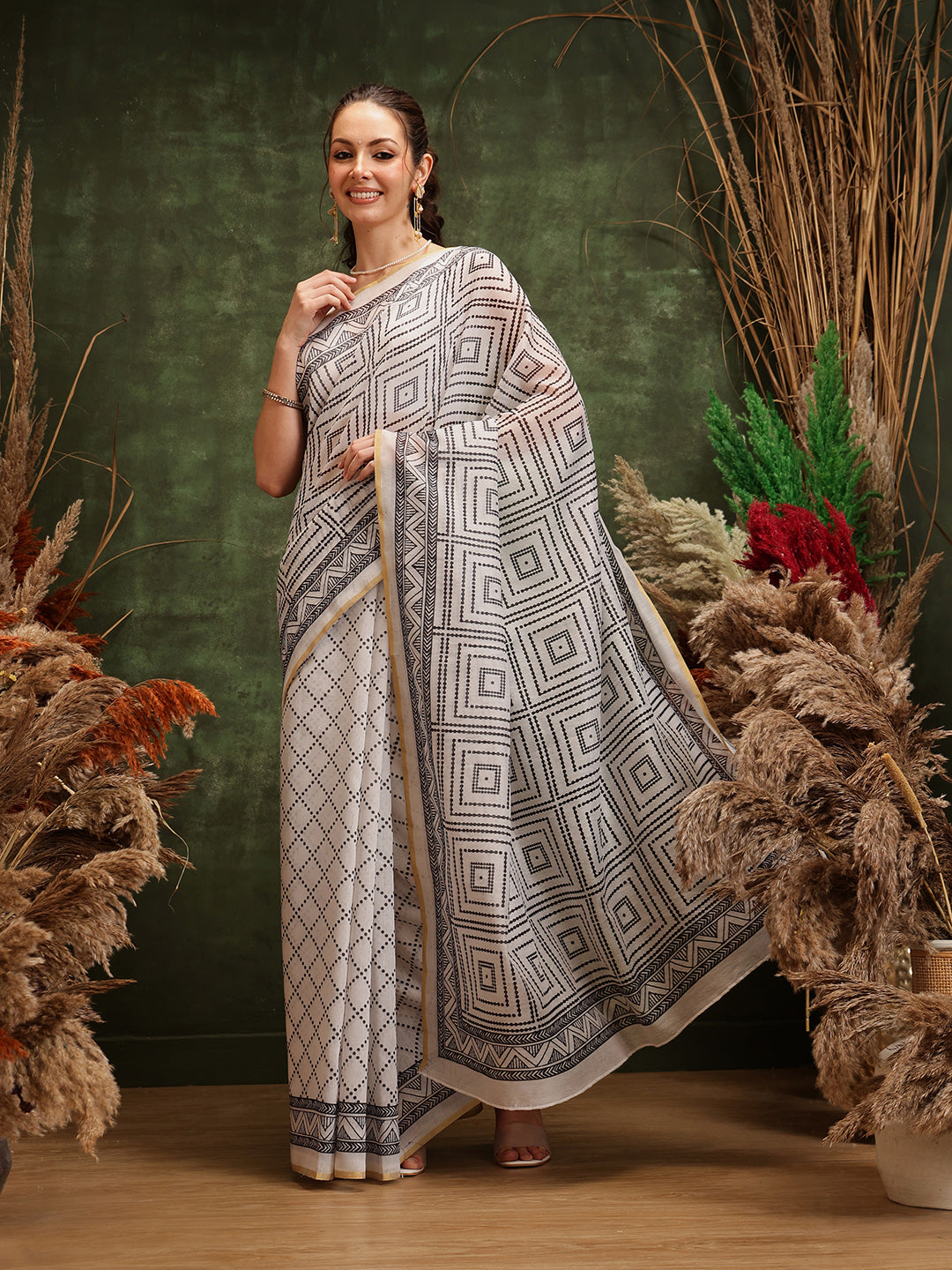 Women's Digital Printed Chanderi Saree