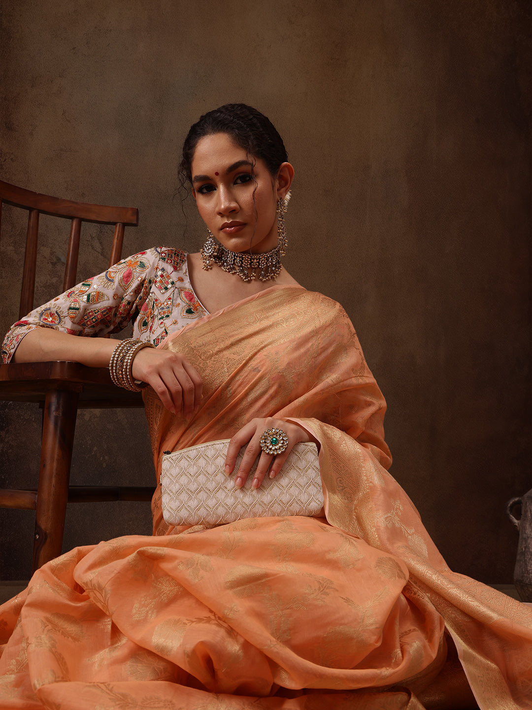 Cotton Blend Floral Woven Saree