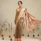 Olive Brown Floral Border Saree with Traditional Art Print Pallu