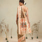 Olive Brown Floral Border Saree with Traditional Art Print Pallu