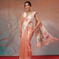 Peach Folk Art Cow Motif Saree with Traditional Printed Pallu
