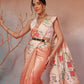 Peach Folk Art Cow Motif Saree with Traditional Printed Pallu