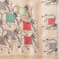 Peach Folk Art Cow Motif Saree with Traditional Printed Pallu