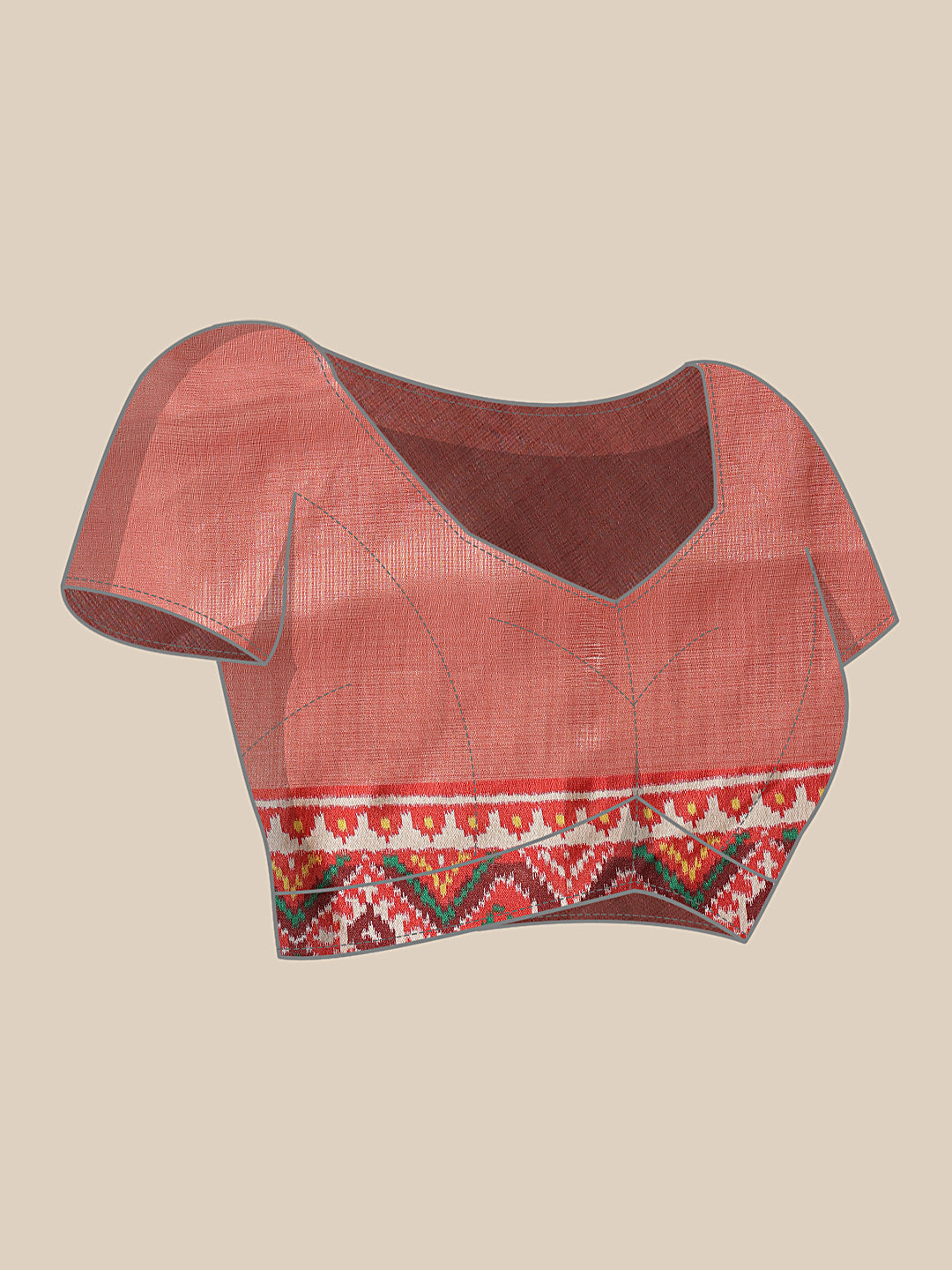 Blush Pink Floral Patola Saree with Traditional Geometric Border & Designer Pallu