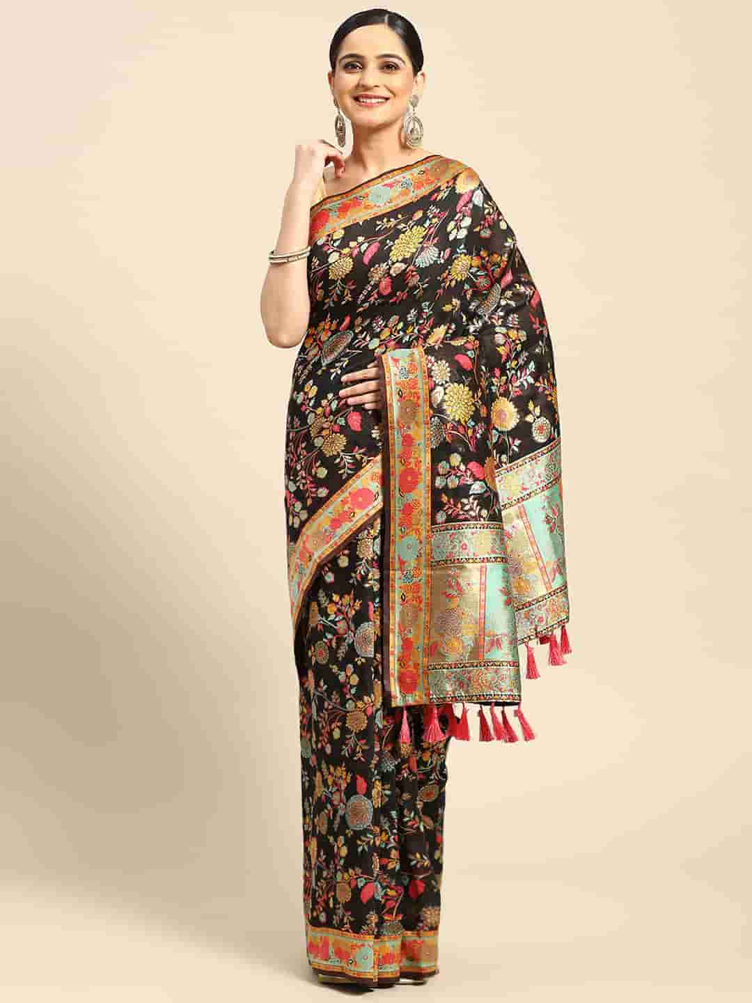 Woven Thread Cotton Saree With Unstitched Blouse Piece