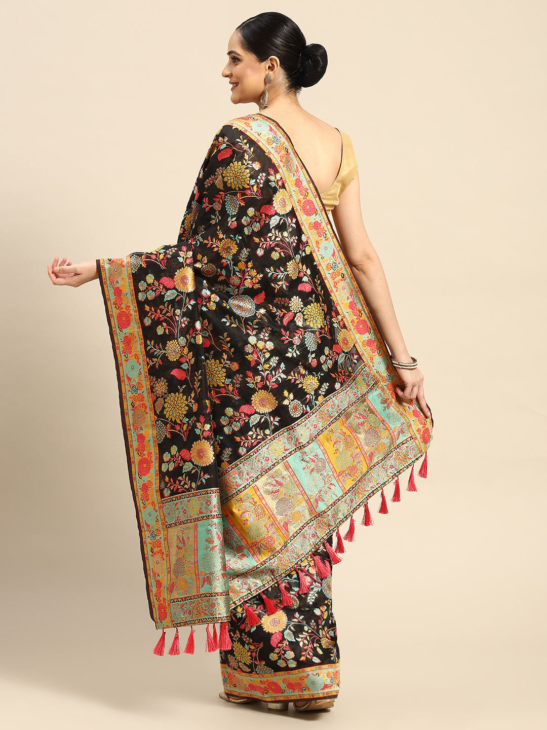 Woven Thread Cotton Saree With Unstitched Blouse Piece
