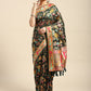 Woven Thread Cotton Saree With Unstitched Blouse Piece