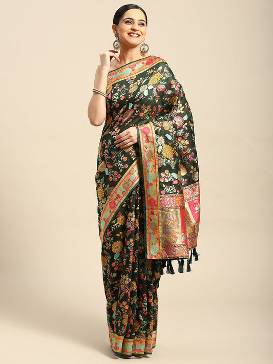 Woven Thread Cotton Saree With Unstitched Blouse Piece