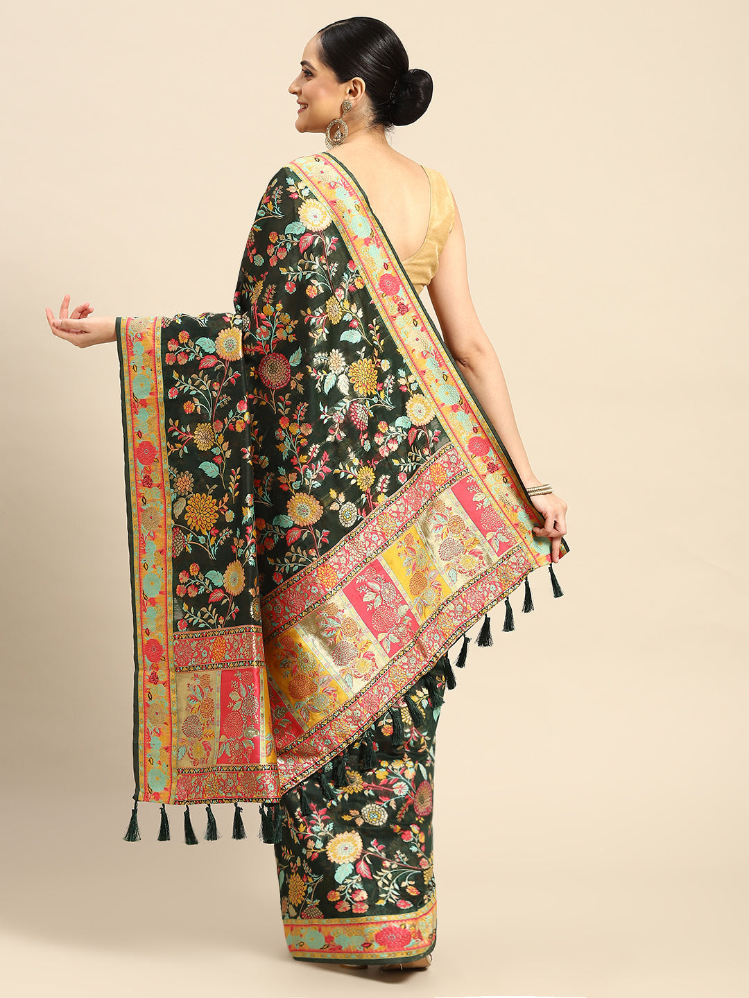 Woven Thread Cotton Saree With Unstitched Blouse Piece