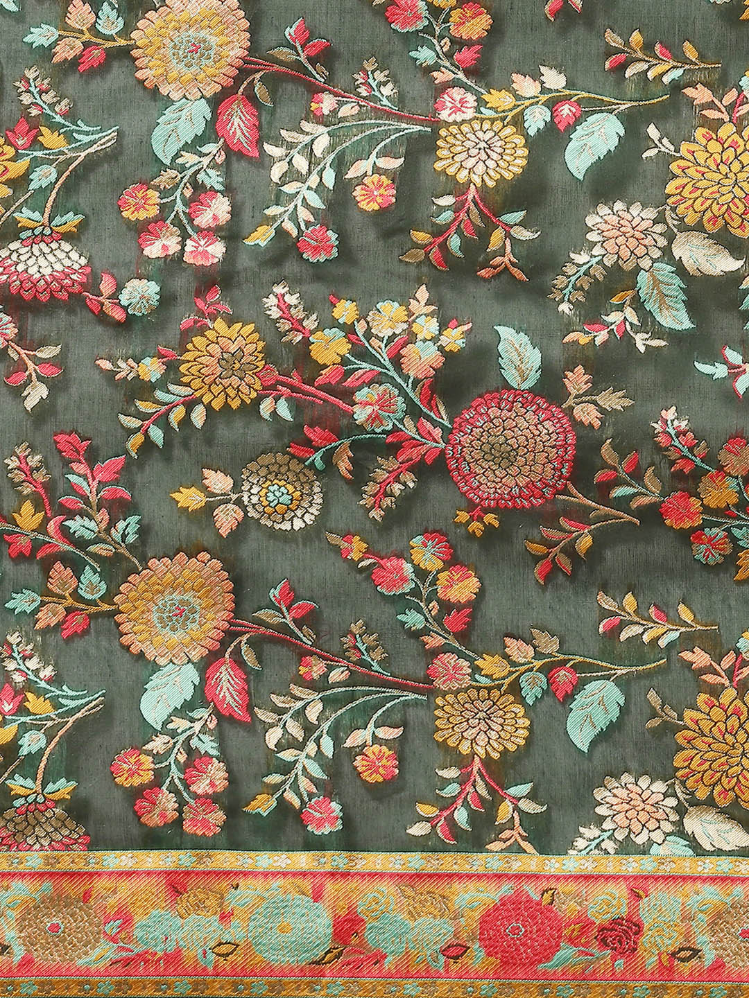 Woven Thread Cotton Saree With Unstitched Blouse Piece