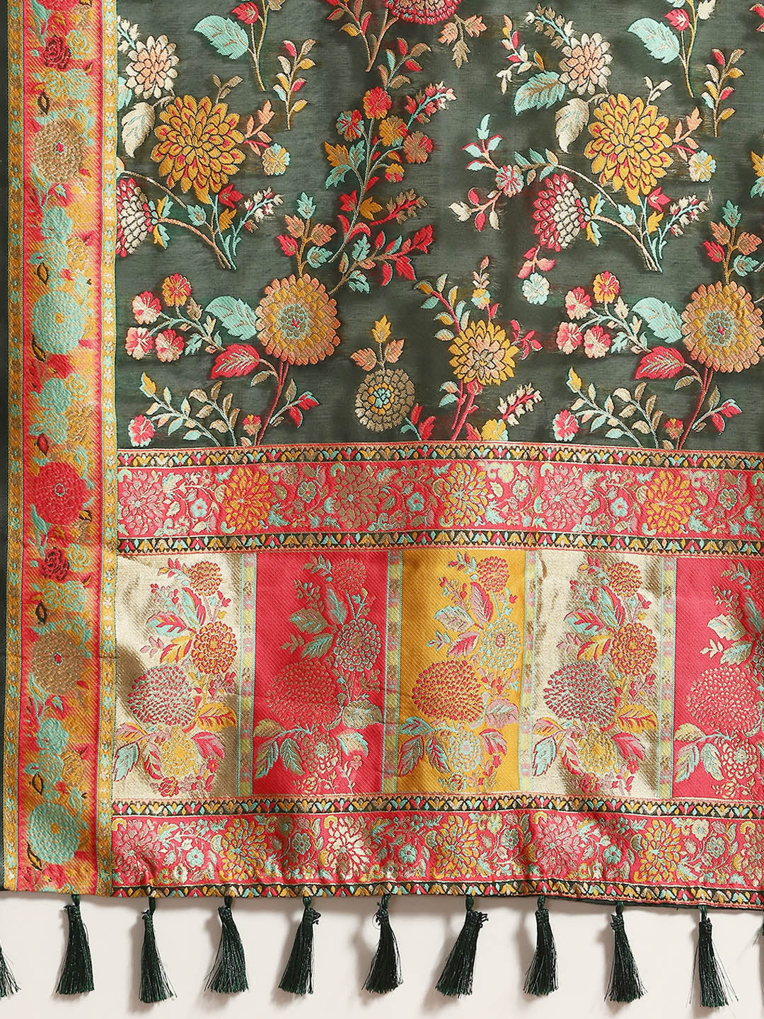 Woven Thread Cotton Saree With Unstitched Blouse Piece