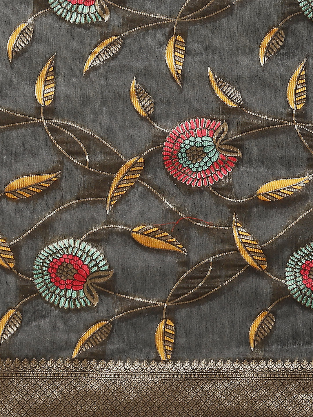 Woven Thread Cotton Saree With Unstitched Blouse Piece