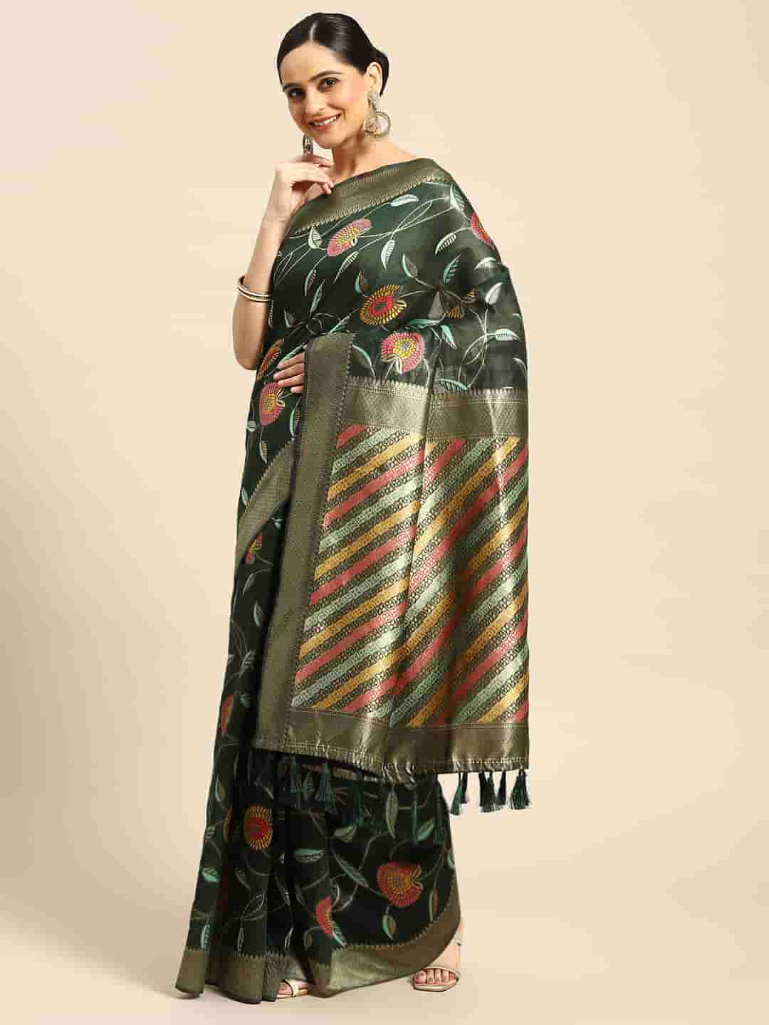 Woven Thread Cotton Saree With Unstitched Blouse Piece