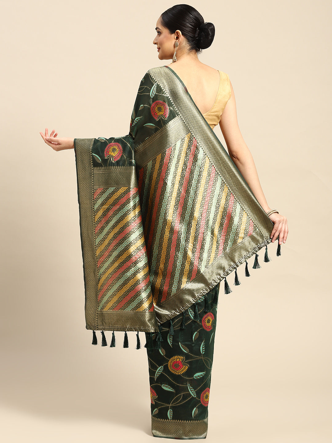 Woven Thread Cotton Saree With Unstitched Blouse Piece