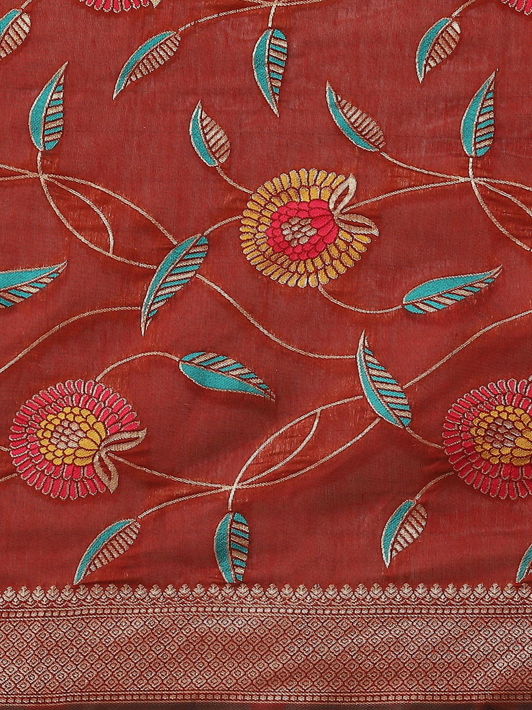 Woven Thread Cotton Saree With Unstitched Blouse Piece