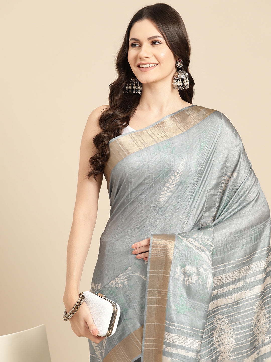 Soft Silk Digital Printed Zari Border Saree