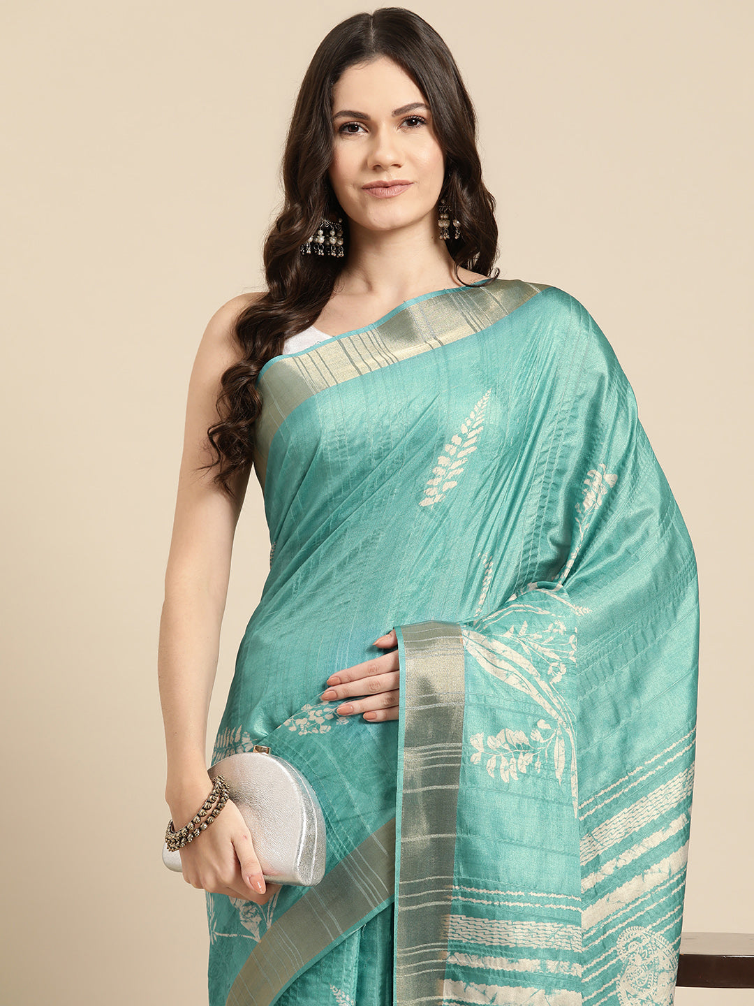 Soft Silk Digital Printed Zari Border Saree