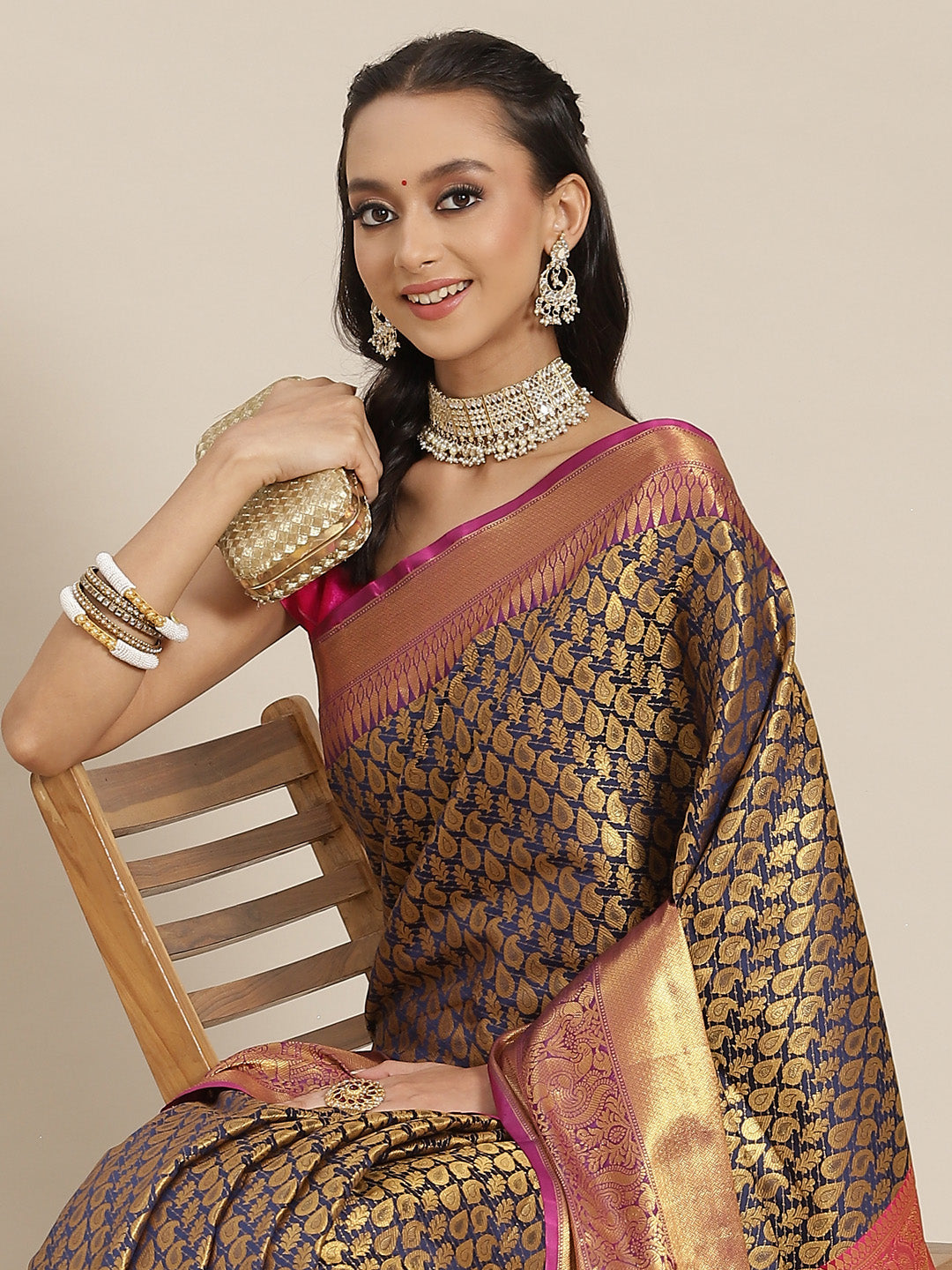 Women's Brocade Zari Woven Saree