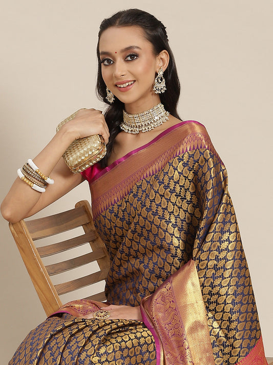 Women's Brocade Zari Woven Saree
