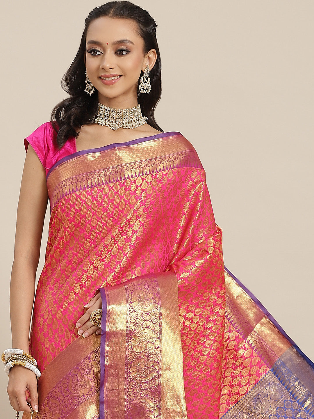 Women's Brocade Zari Woven Saree