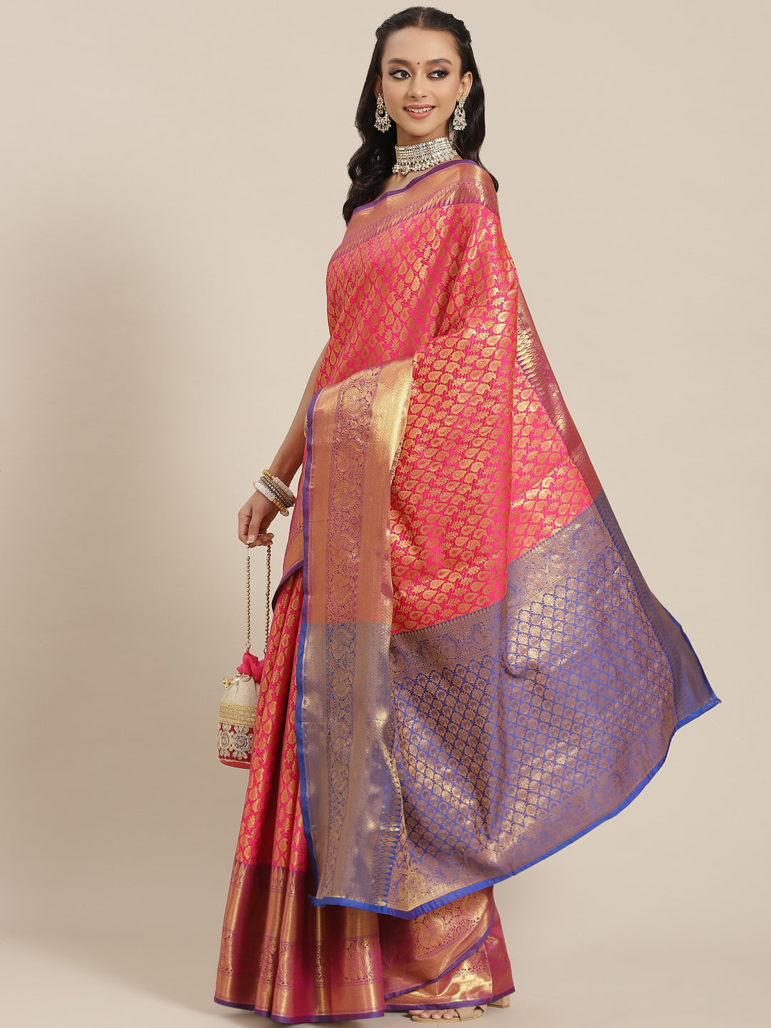 Women's Brocade Zari Woven Saree