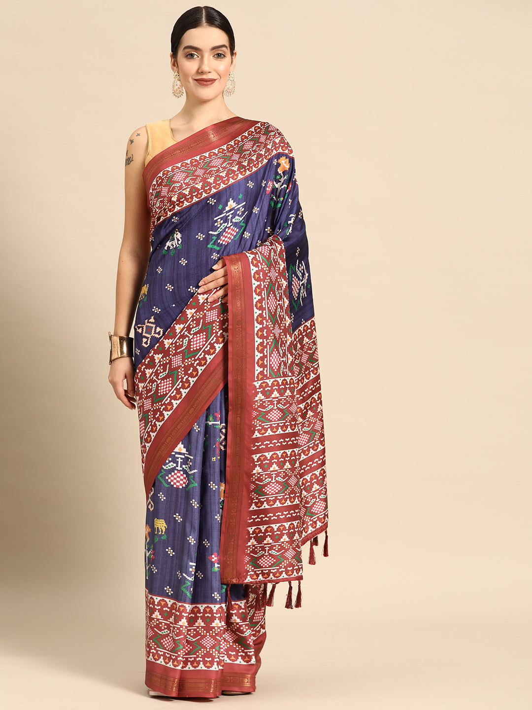Digital Printed Soft Silk Ikkat Patola Saree