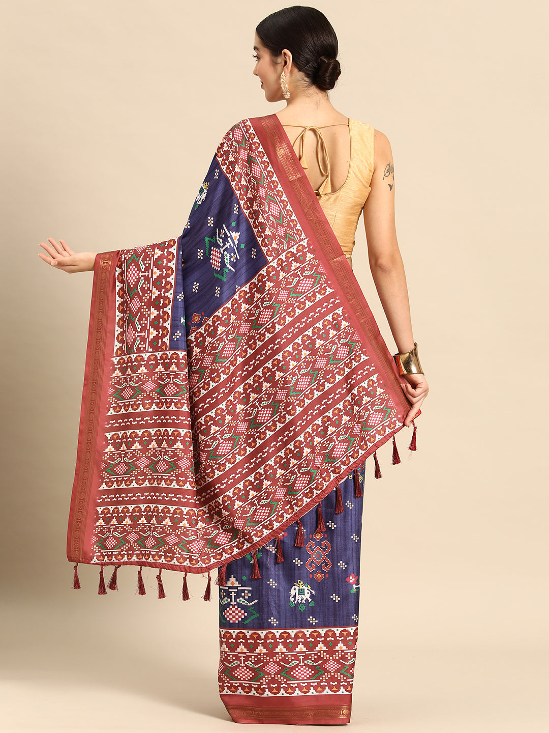 Digital Printed Soft Silk Ikkat Patola Saree