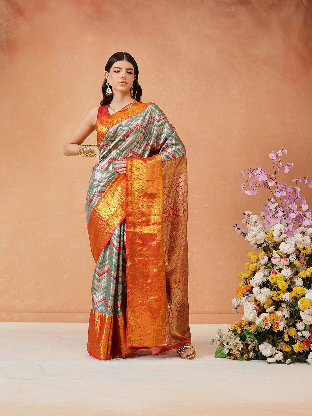 Pure Silk Royal Kanchipuram Pattu Multicolor Regal Weave Saree