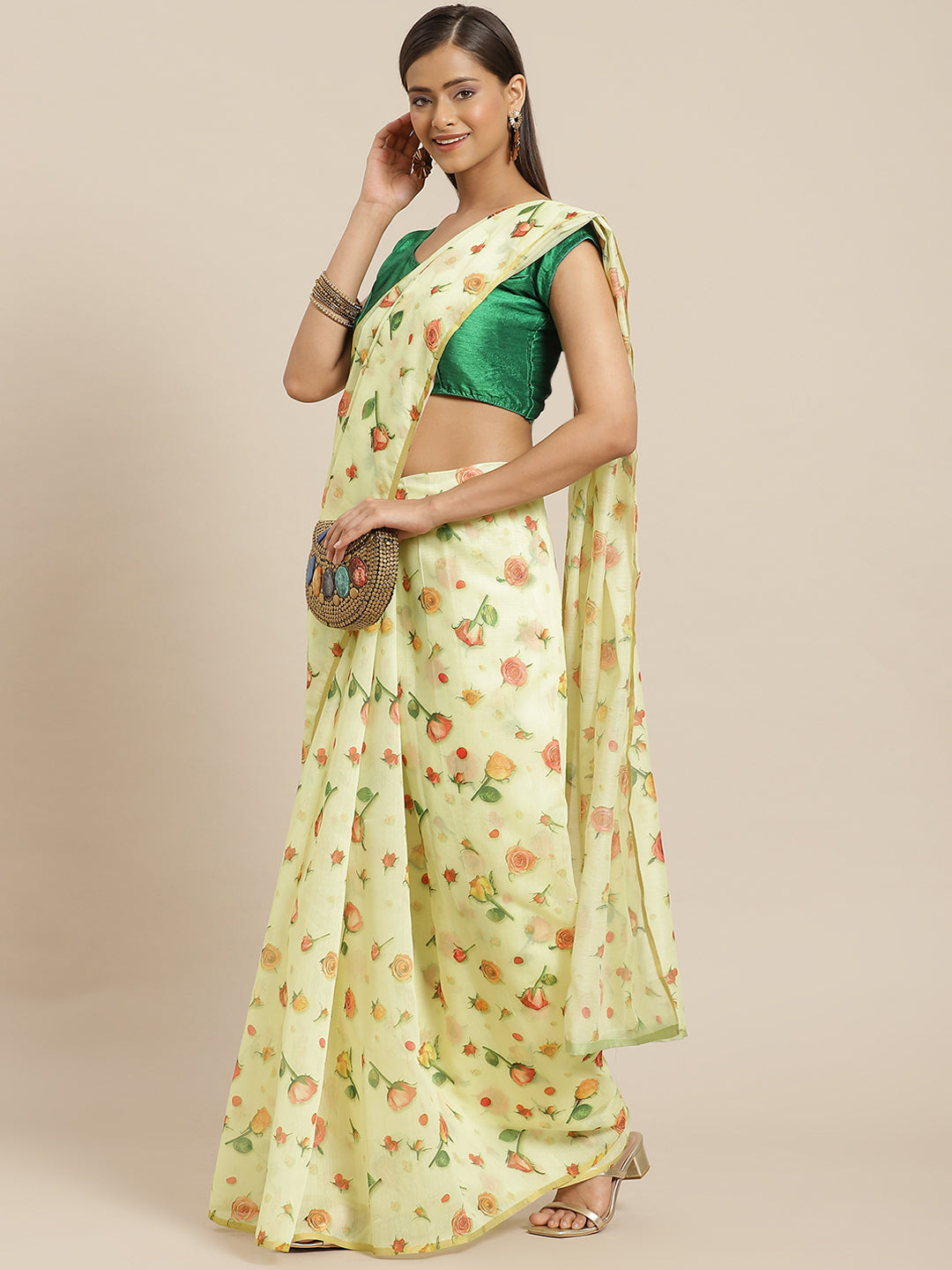 Floral Printed Organza Saree