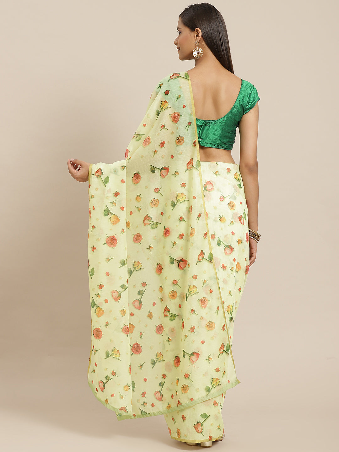 Floral Printed Organza Saree