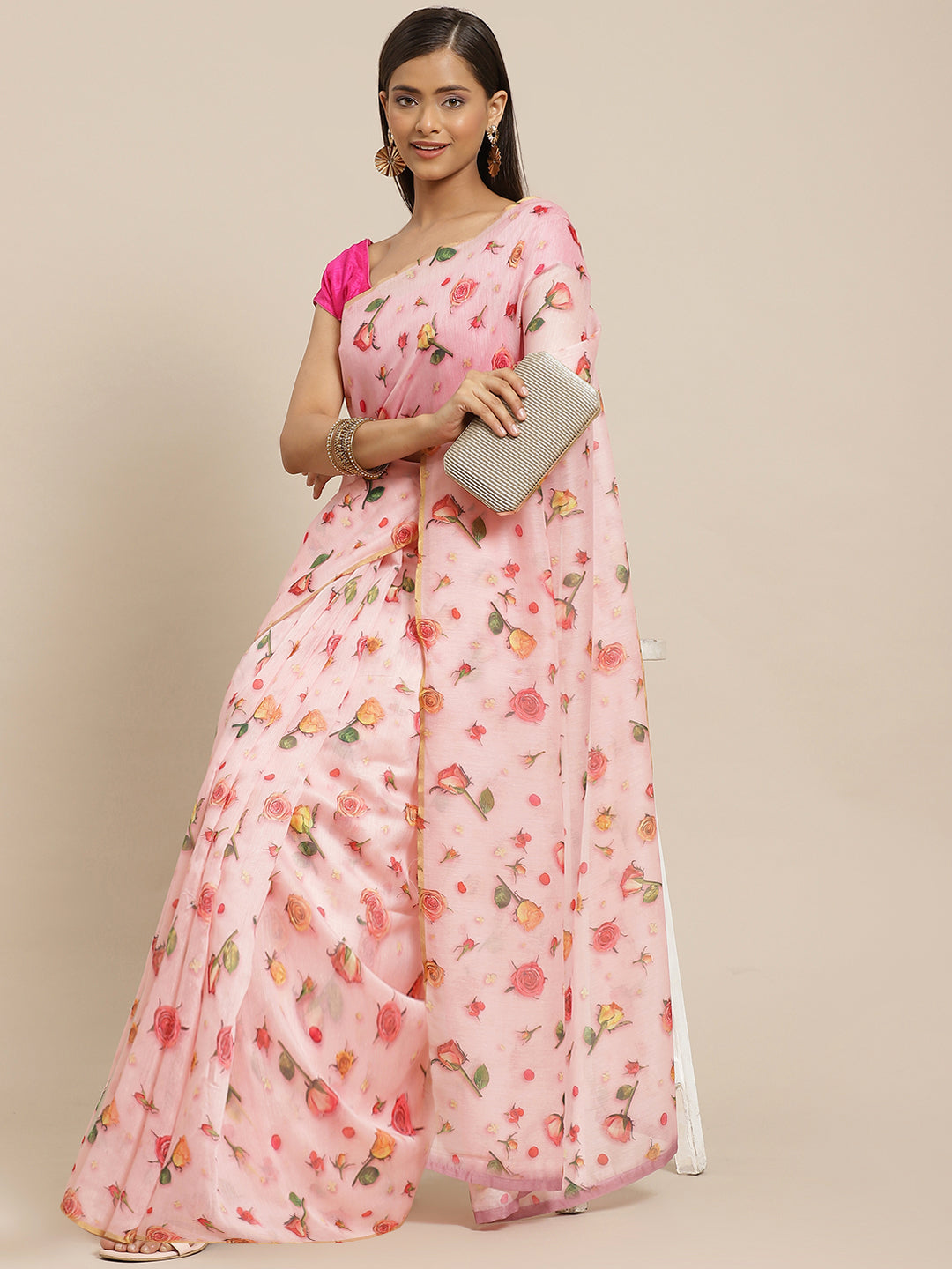 Floral Printed Organza Saree